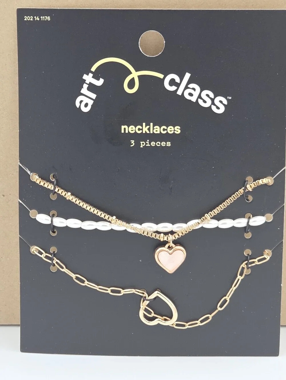 art class Gold & White Layered Heart Necklace Set for Kids Nwt